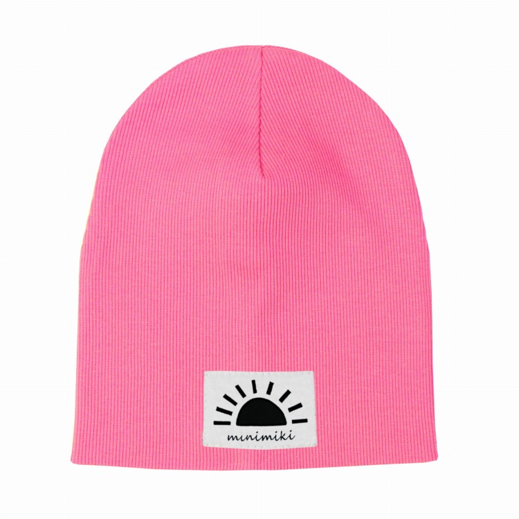 Dziecieca-czapka-prazkowana-wiosna-jesien-Minimiki-candy-pink-zachod-slonca.jpg